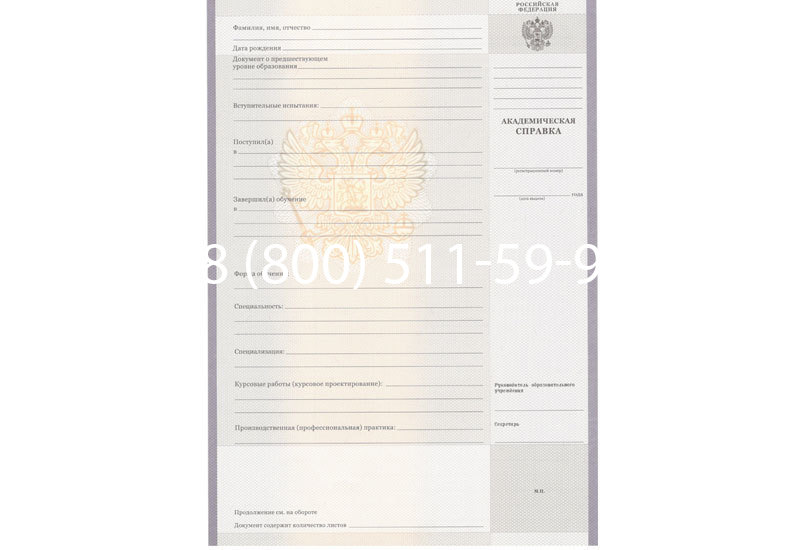 Купить Академическая справка образца 2010-2011 год для колледжа в Тольятти